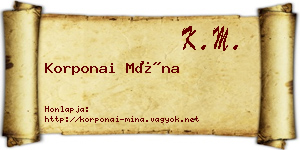 Korponai Mína névjegykártya